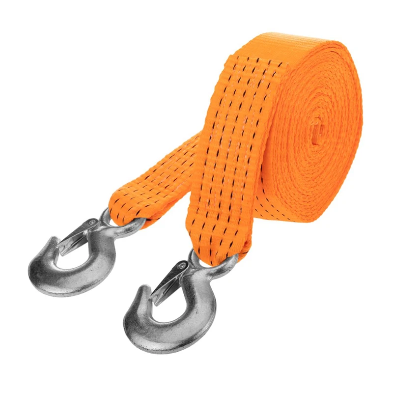 Car Tow Rope Polyester Double Flat Hoist Strap Webbing Lifting Sling with Hook