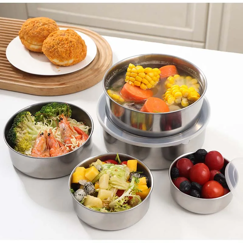 Hot Sale 5-Piece Stainless Steel Mixing Bowl Set Modern Fresh Box Design Sustainable Feature Minimum Order 100pcs