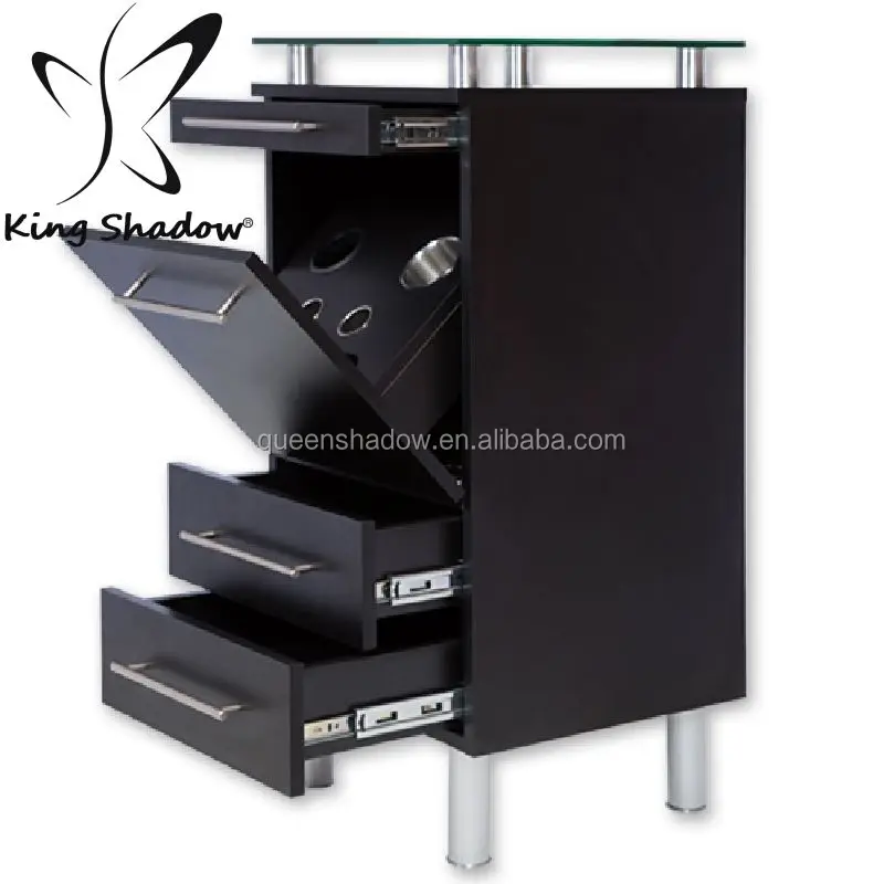 Beauty salon wooden trolley salon cart hair tools cabinet black hair metal salon trolley