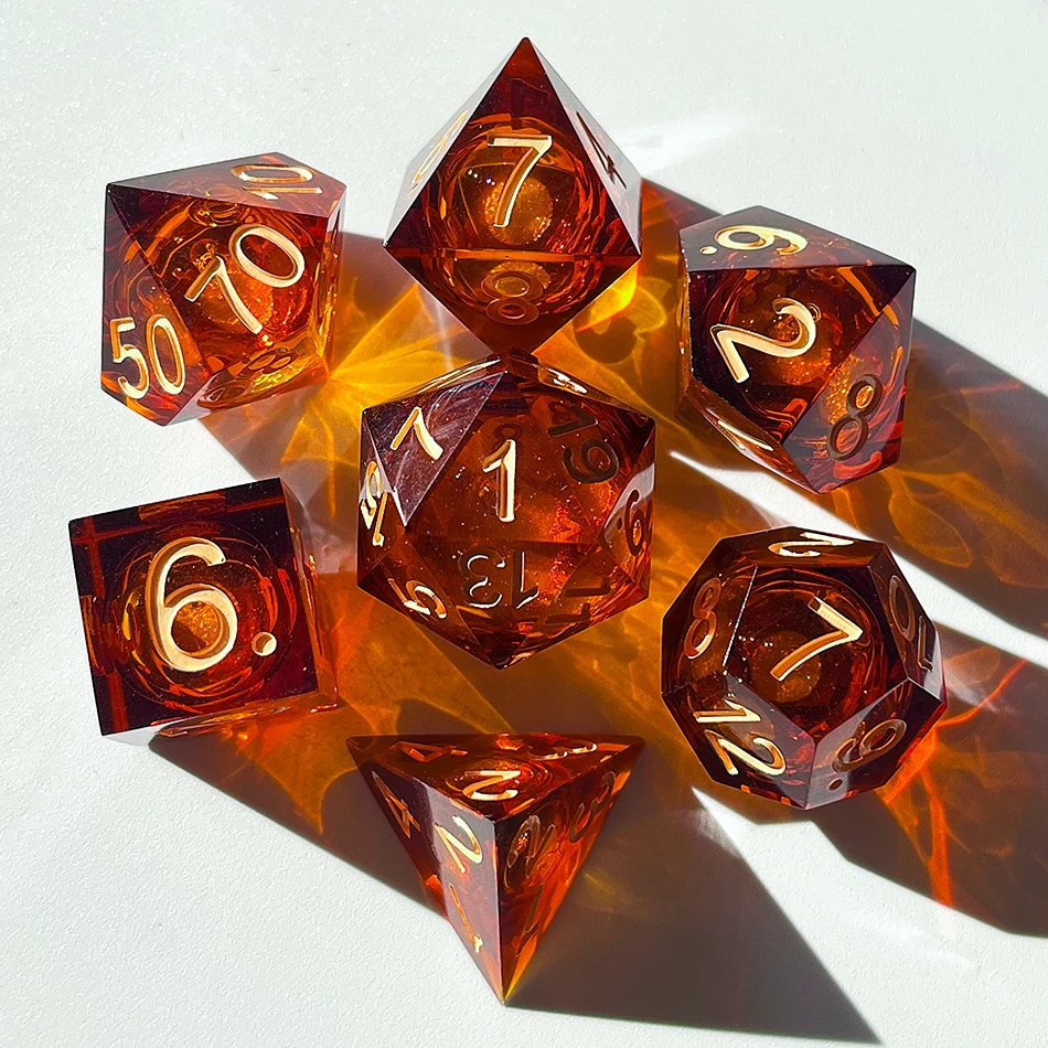 Dnd Resin Dice Craps Crystal Hollow Custom 20 12 10 8 6 Sided Dice Set For Games