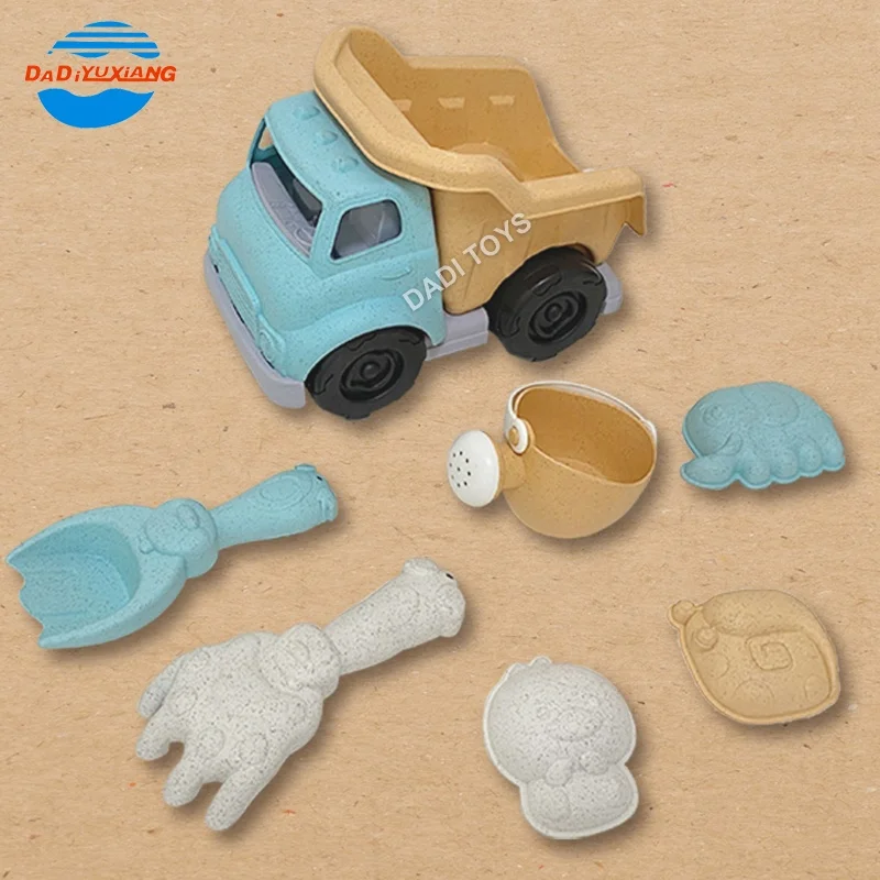 DADI Hot Selling Custom Wheat Straw Toy Engineering Seaside Beach Toy Kids Beach Play Set Truck Beach Toy