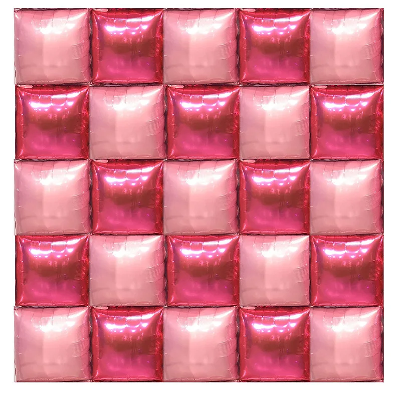 Block Background Wall Balloons DIY Double Sided Tie Birthday Themed Party Foil Decorated Square Balloons