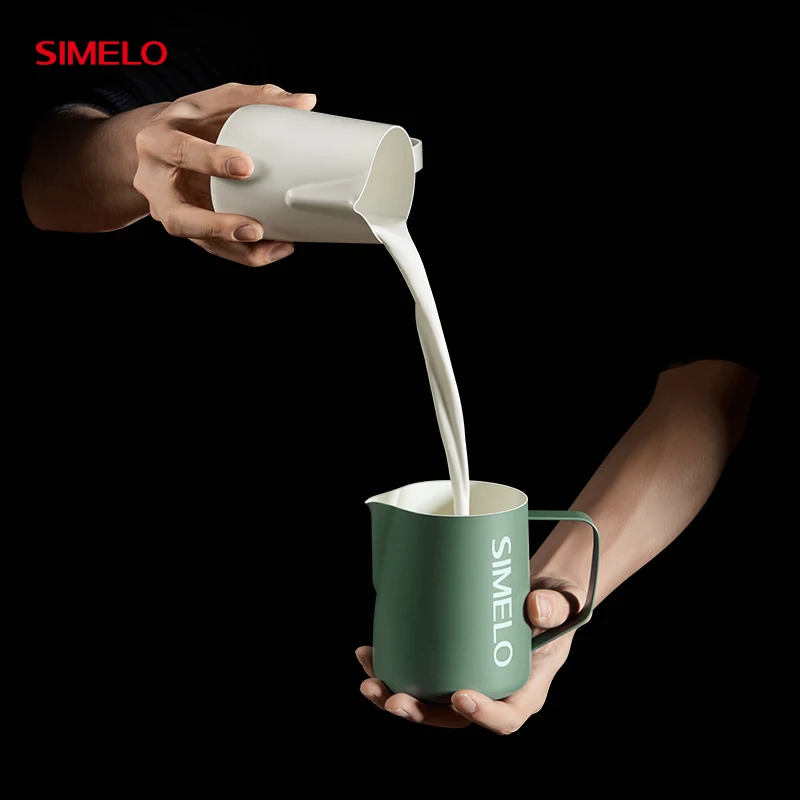SIMELO 304 stainless steel Ceramic Spray Drawing Cup 600ML Coffee pull flower cup Coffee Garland Milk Cup