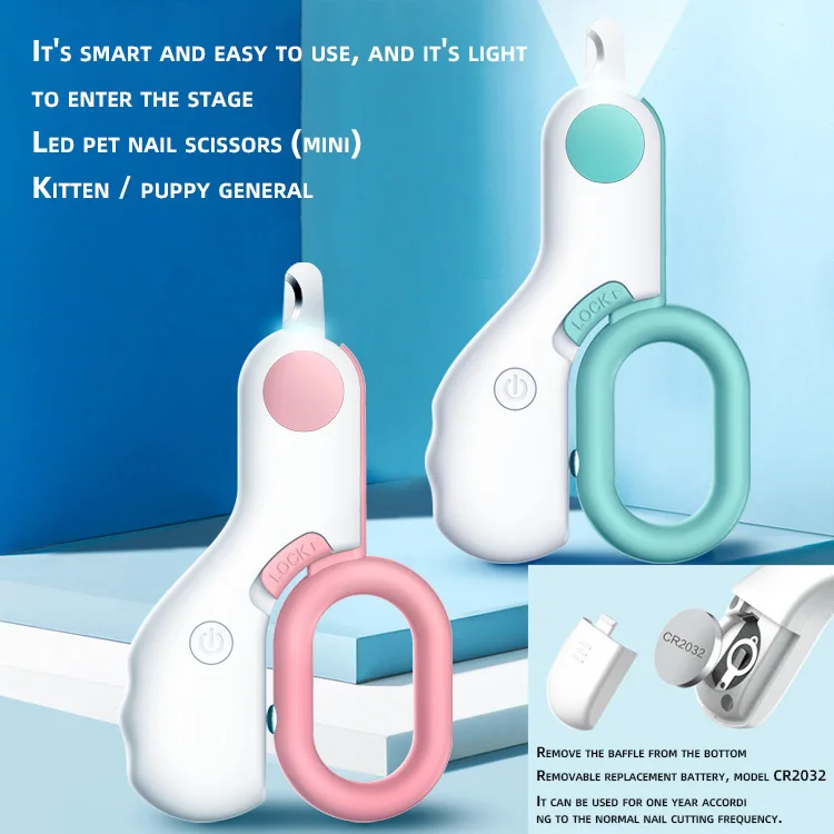 Professional Pet Nail Clips With LED Light Small Dog Cat Trimmer Blood Line Light Led Grooming Claw Nail Scissors