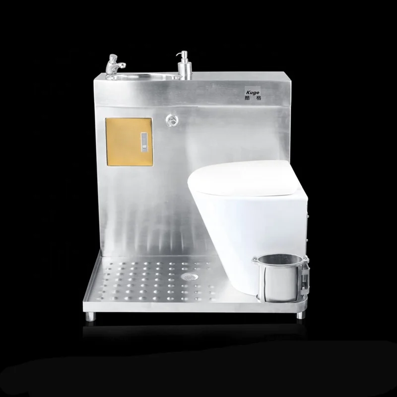 One Piece RV Motorhome Boat Toilet Marine Stainless Steel Portable Toilet With Basin