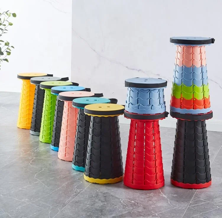 YH Portable Plastic Telescopic Stool Foldable Retractable Stool  Shrinkable Camping Fishing Garden Collapsible Folding Stool