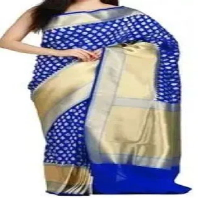 Модное мягкое Шелковое Сари Banarasi с чистыми серебристыми и синими плетениями zari для свадьбы вечеринки женщин