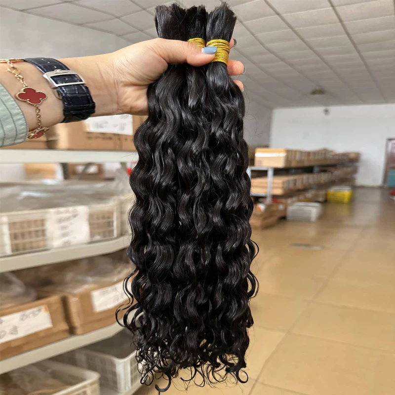 Hot Sale Raw Virgin Water Wave Bulk Human Hair Extensions No Weft for Boho knotless braids