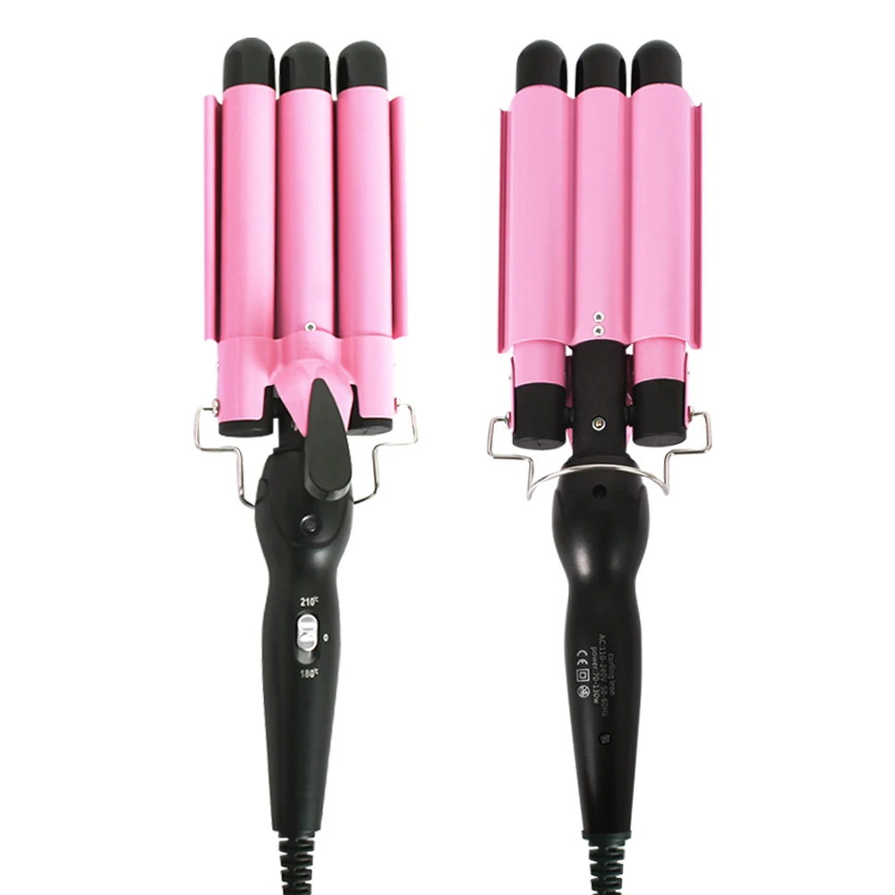 Home Use Mini Magic Styling Umate Cordless 3 Barrel Ceramic Automatic Lcd Ionic Big Wave Curling Iron Rotating Hair Waver Curler
