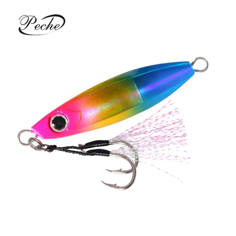 Peche Fishing Lure Metal Isca Artificial Flashing Slow Pitch Jig Lure 20g 30g 40g 60g 80g Spinner Baits Casting Jigging Lures
