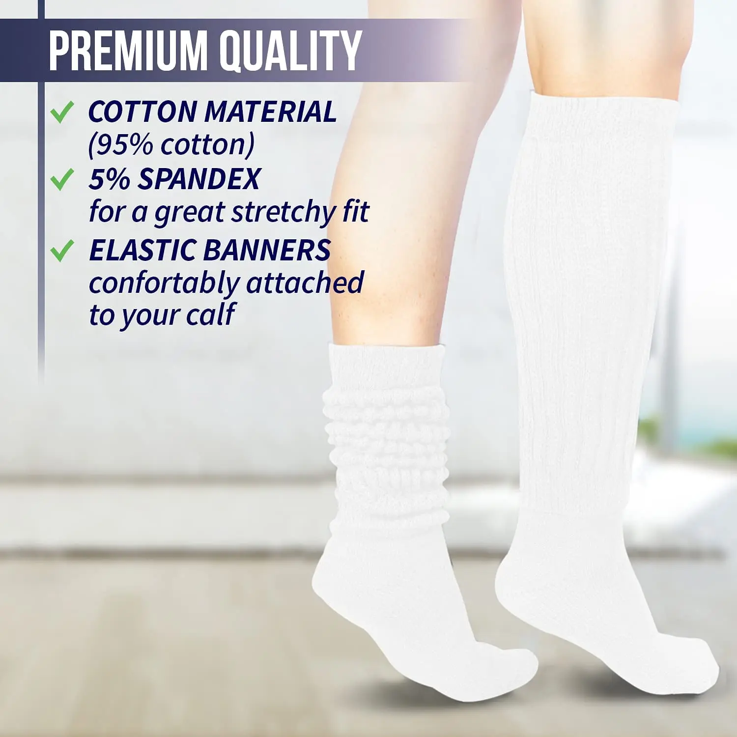 White High Knee Girls Boot Socks Women Bulk Thick Socks