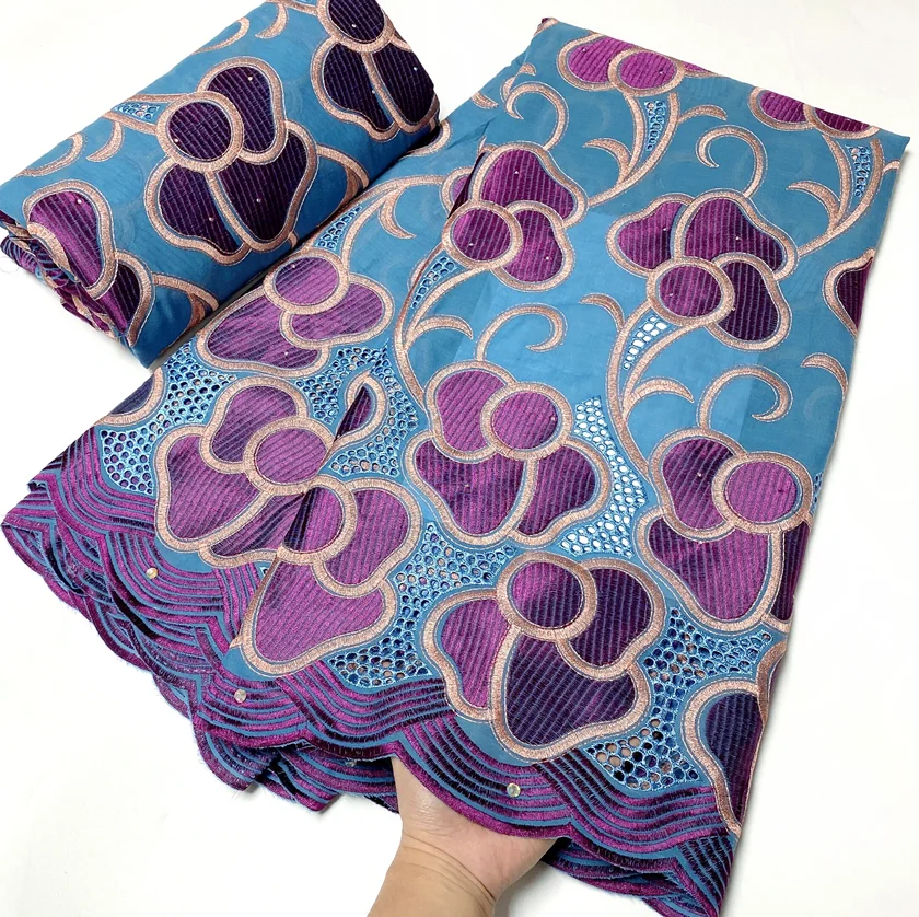 African Cotton Punch Embroidery Lace Fabric High Quality Nigerian Swiss Voile In Switzerland Lace Fabrics OK7031