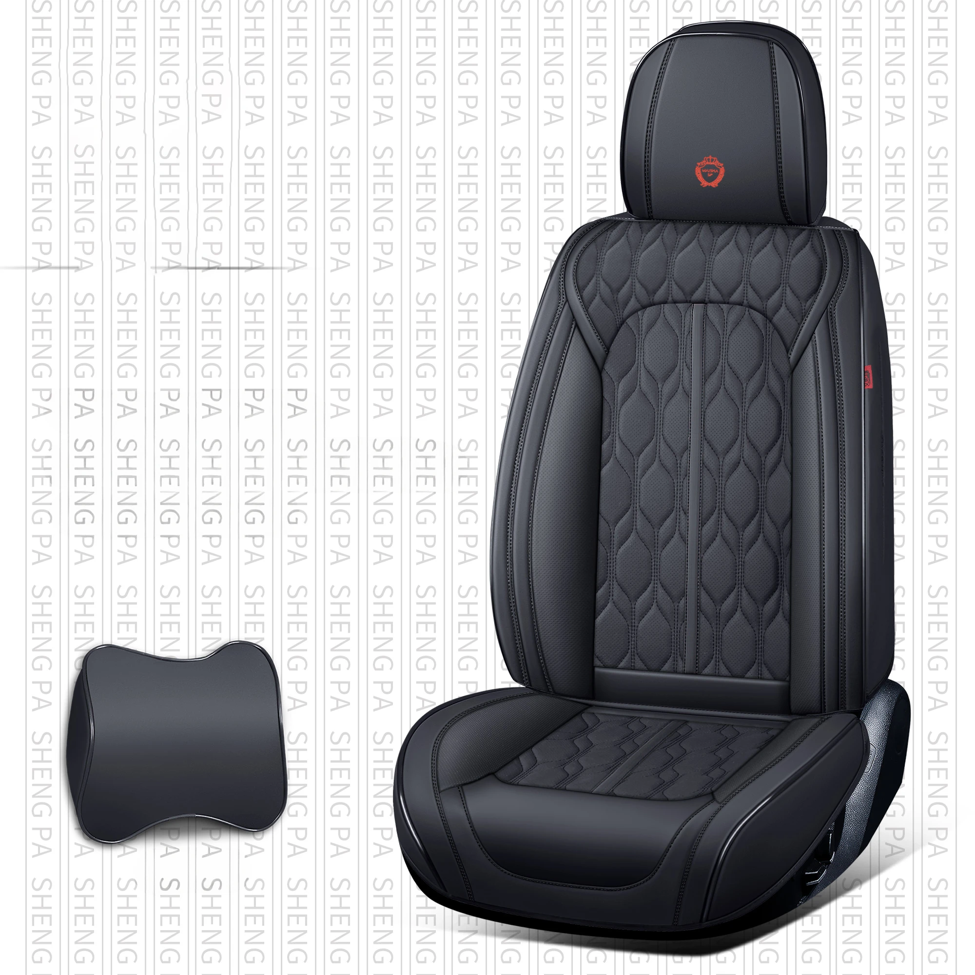 Universal Nappa PU Leather Sports-Style Car Seat Covers Full Set Protector for Most Cars SUVs Pick-up Trucks