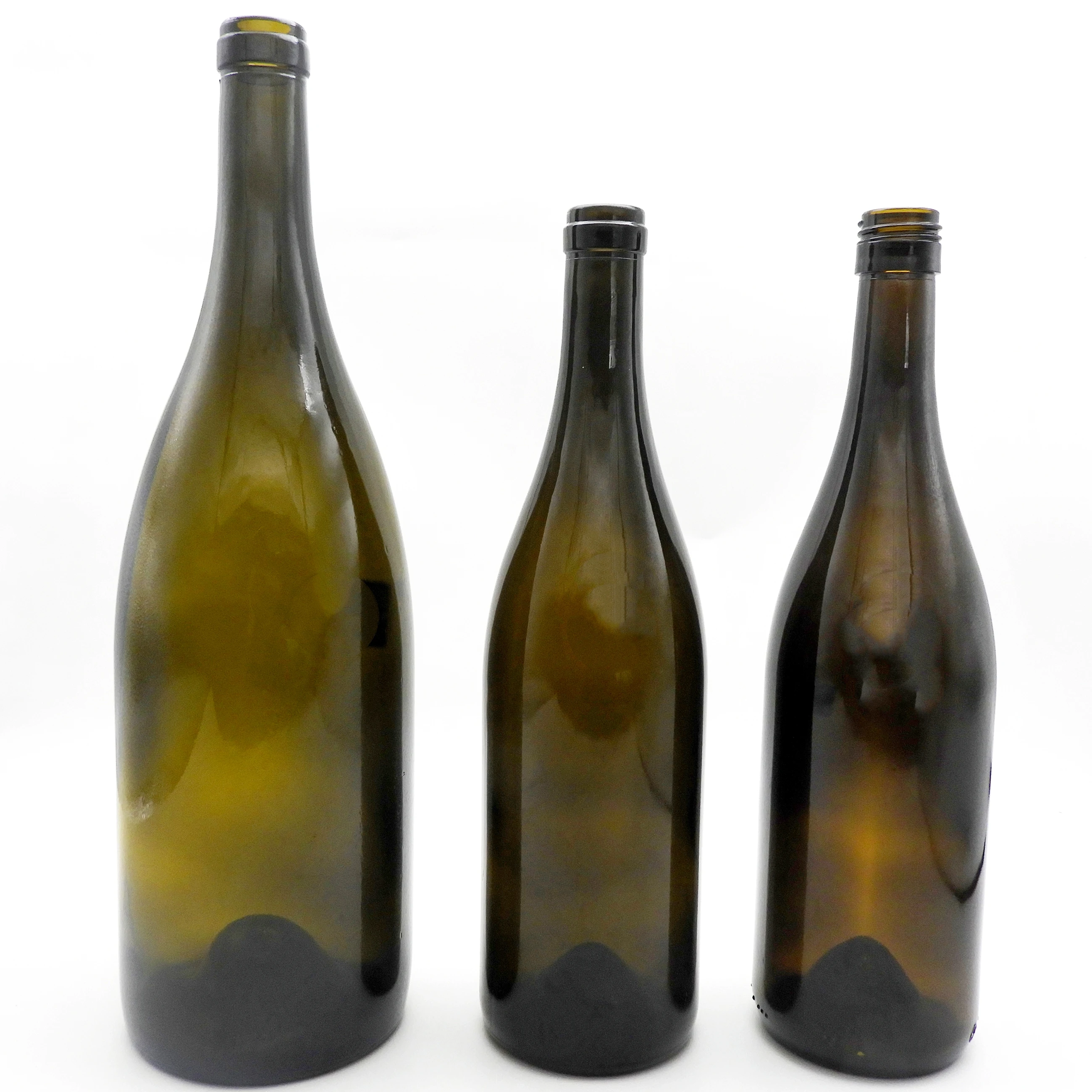 Empty 1500ml 750 ml 500 ml Colored Dark Emerald Champagne Green Burgundy Sealing Screw Cap Cheap Glass Wine Bottles