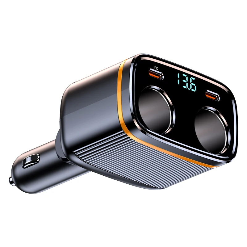 6 in 1 Car Charger 145W Black Ultra High Power Lighter Cigarette Socket 80W Type-C PD45W Super Fast Charging