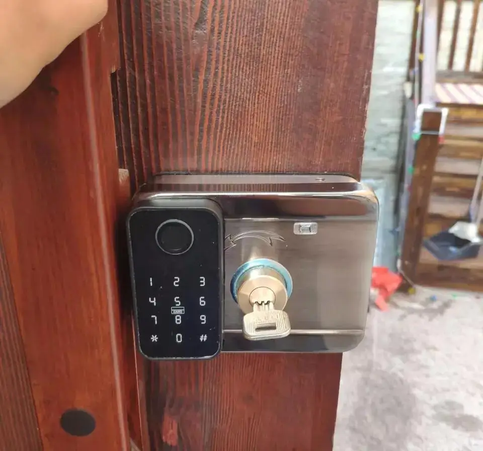 No Wiring Fingerprint office remote access Unlock Home Outdoor Security Gate Mortise Lock