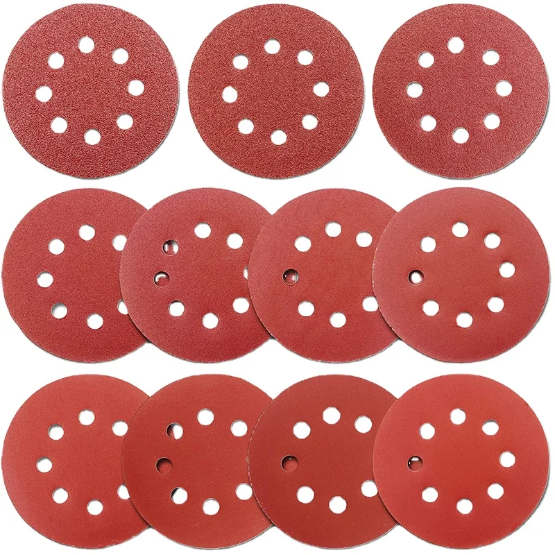 polishing 6 inch 8 holes round flocked sanding disc for wood metal disc abrasive tools