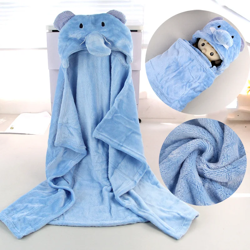 Extra Soft  Custom Animal Design Terry Fleece Baby hoodie terry cloth bathrobe hooded baby blanket bath towel set