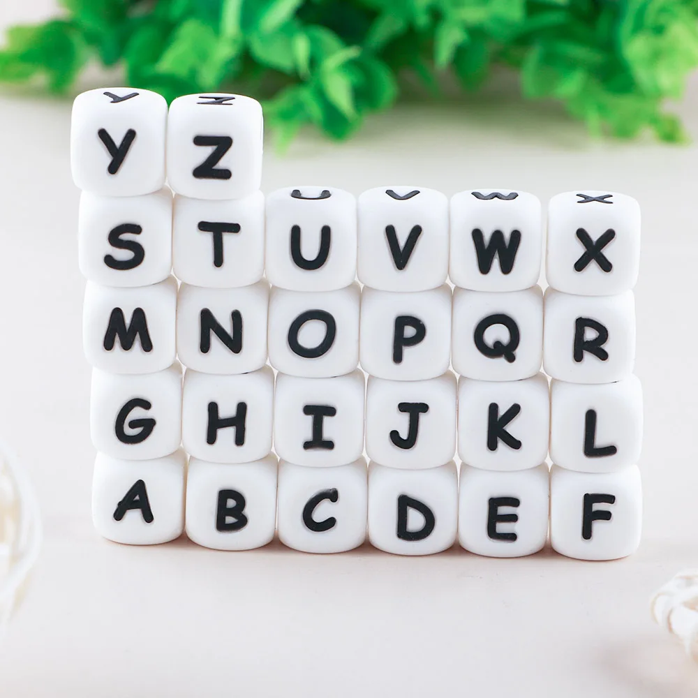 Optional Letters Fine White Background Black Acrylic English Beads DIY Beaded Bracelet Early Education Tools