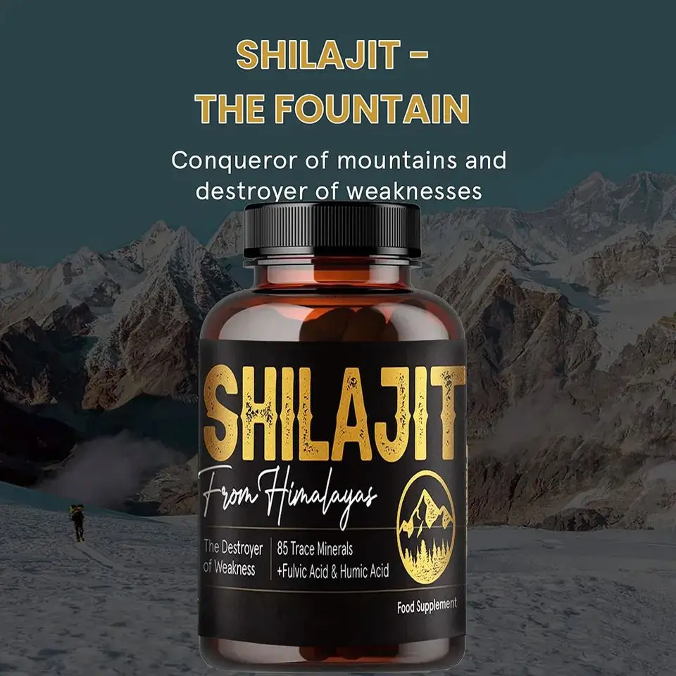 himalayan Shilajit tablet rich in humic acid and 85 minerals enhance male strength Shilajit capsule