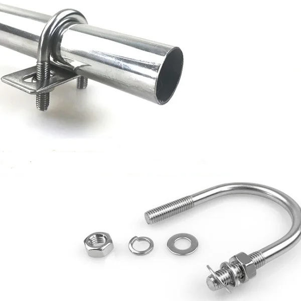 Custom U Bolt Pipe Clamp DIN3570 Standard Plain Finish Stainless Steel SS304 316 Sizes M8 M7 M16 M22 M36 M26 M27 M39