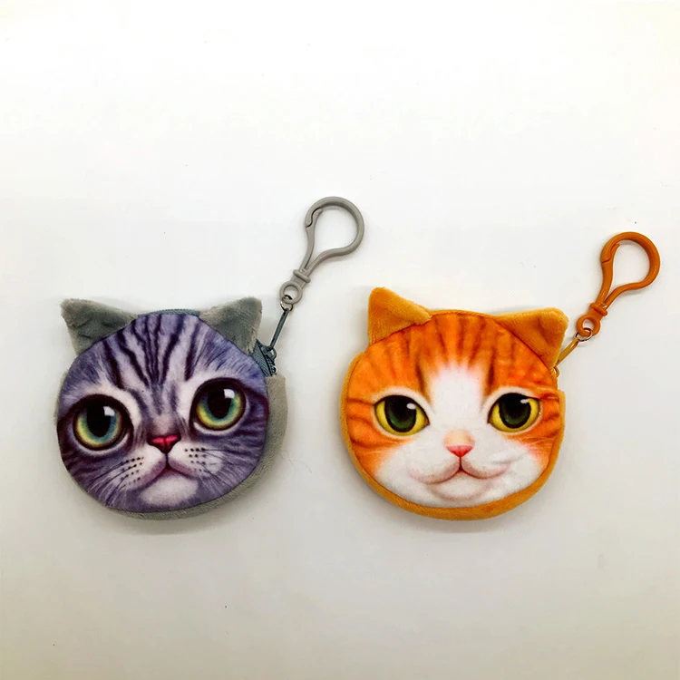 
Plush round zipper animal coin purse 
