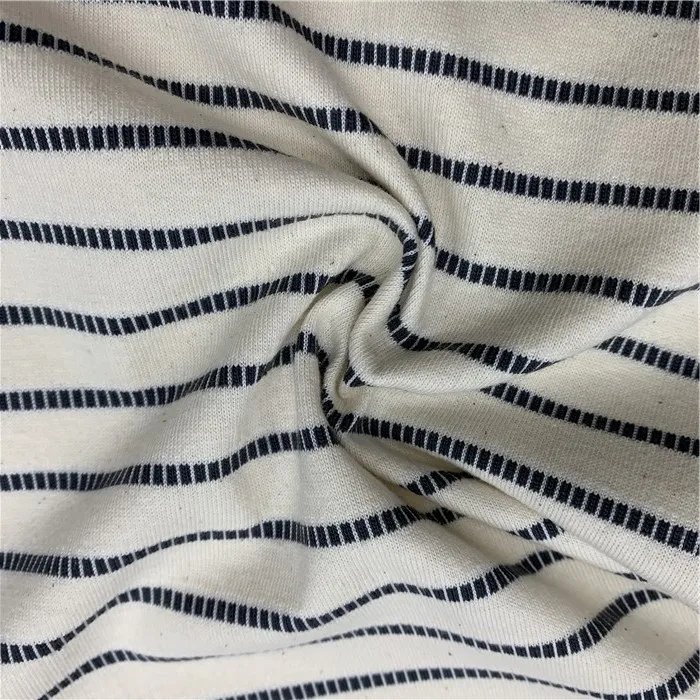 Black White Stripe 2x2 1x2 Comb Cotton Swimwear Double Size Yarn Dyed Rib Knit Fabric For baby