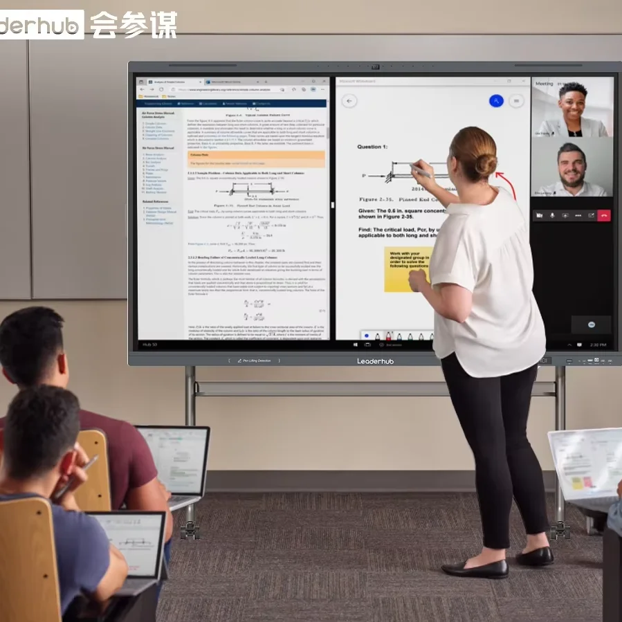 Leaderhub multi-touch 75inch 65 inch conference flat panel 4k interactive smart whiteboard