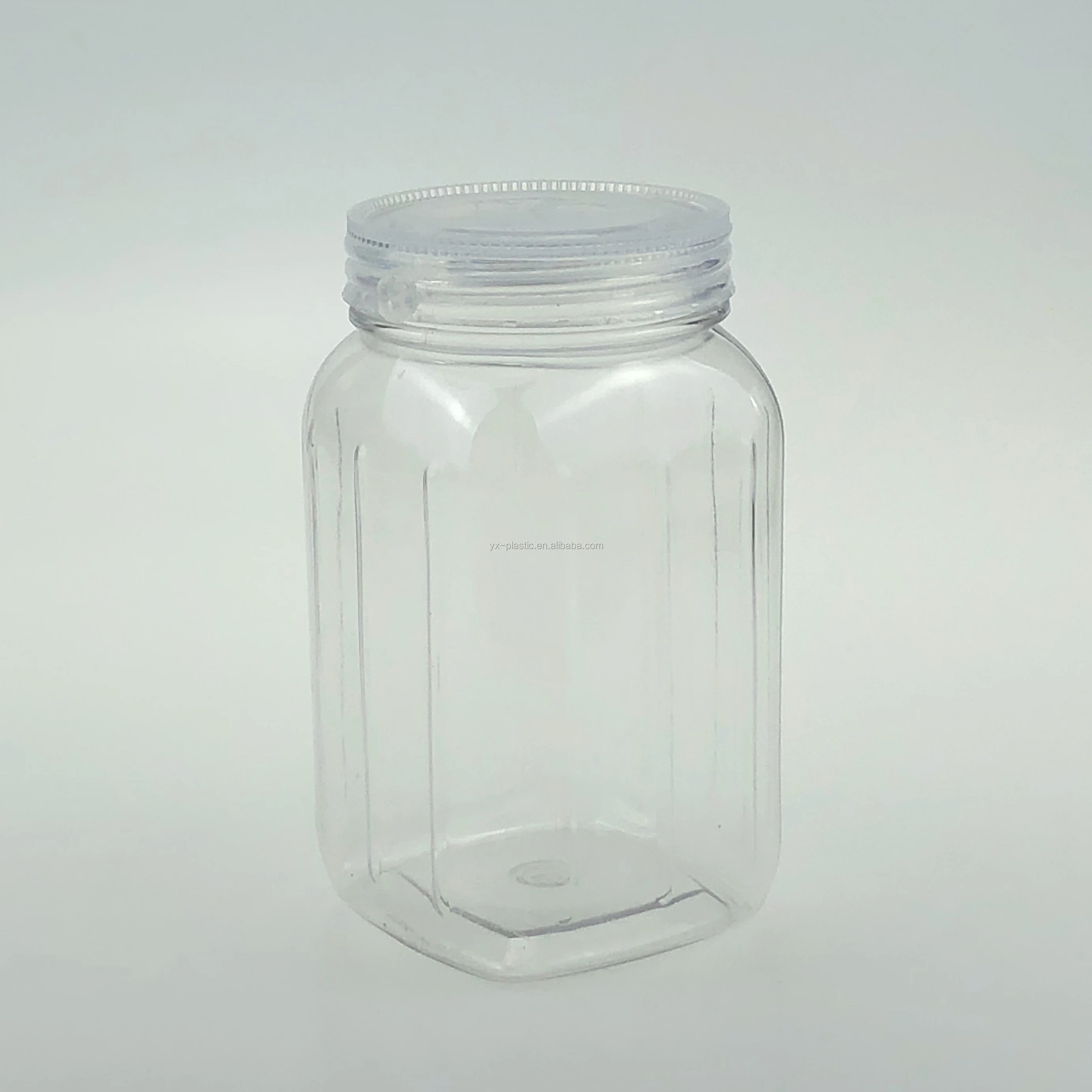 25oz square plastic candy storage jar with/without handle and screw lid