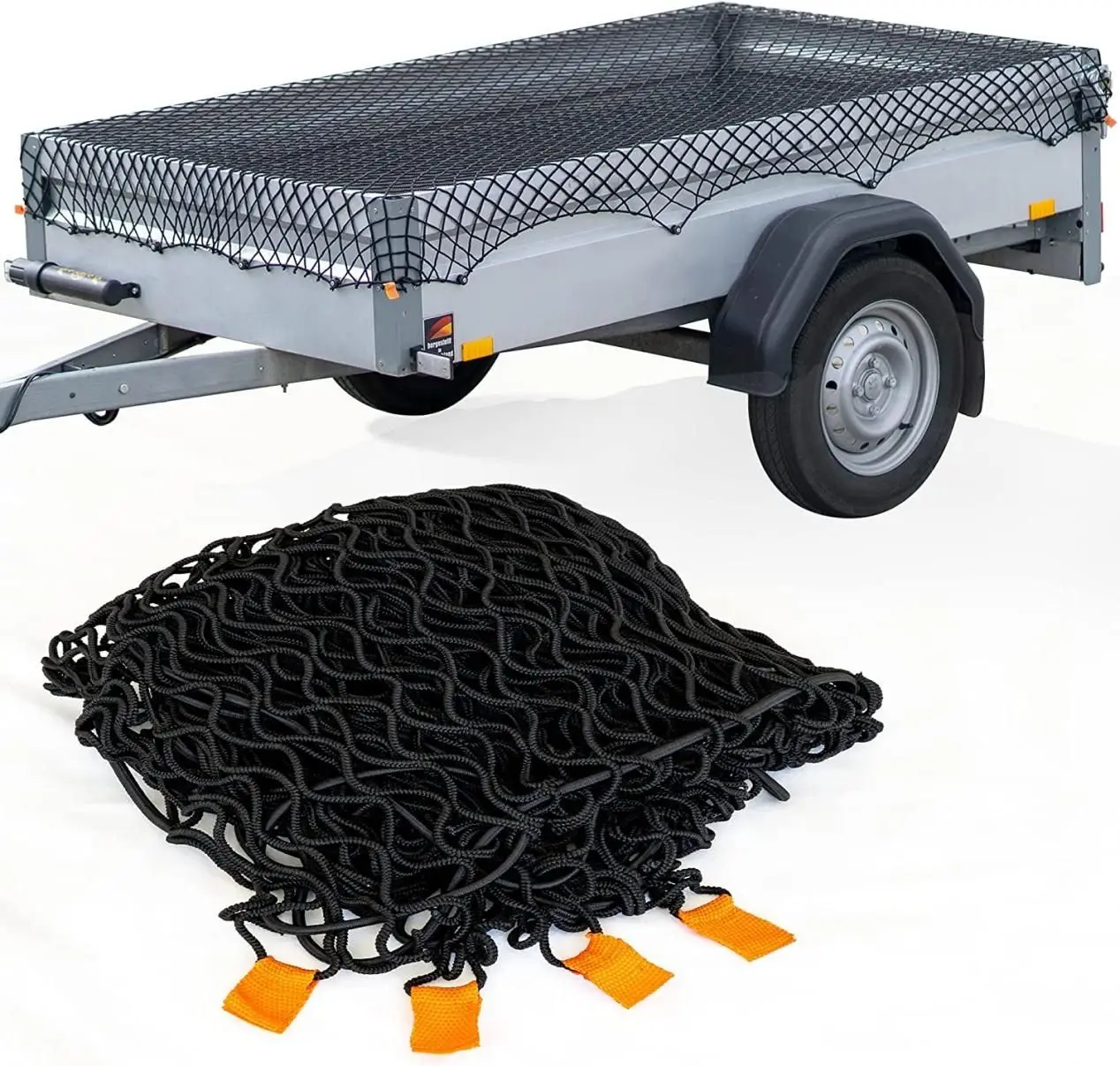 Heavy Duty Elastic Plastic Hooks Car Webbing Nylon Luggage Trailer Stretchable Car Cargo Net Auto Trunk Storage Trailer Net