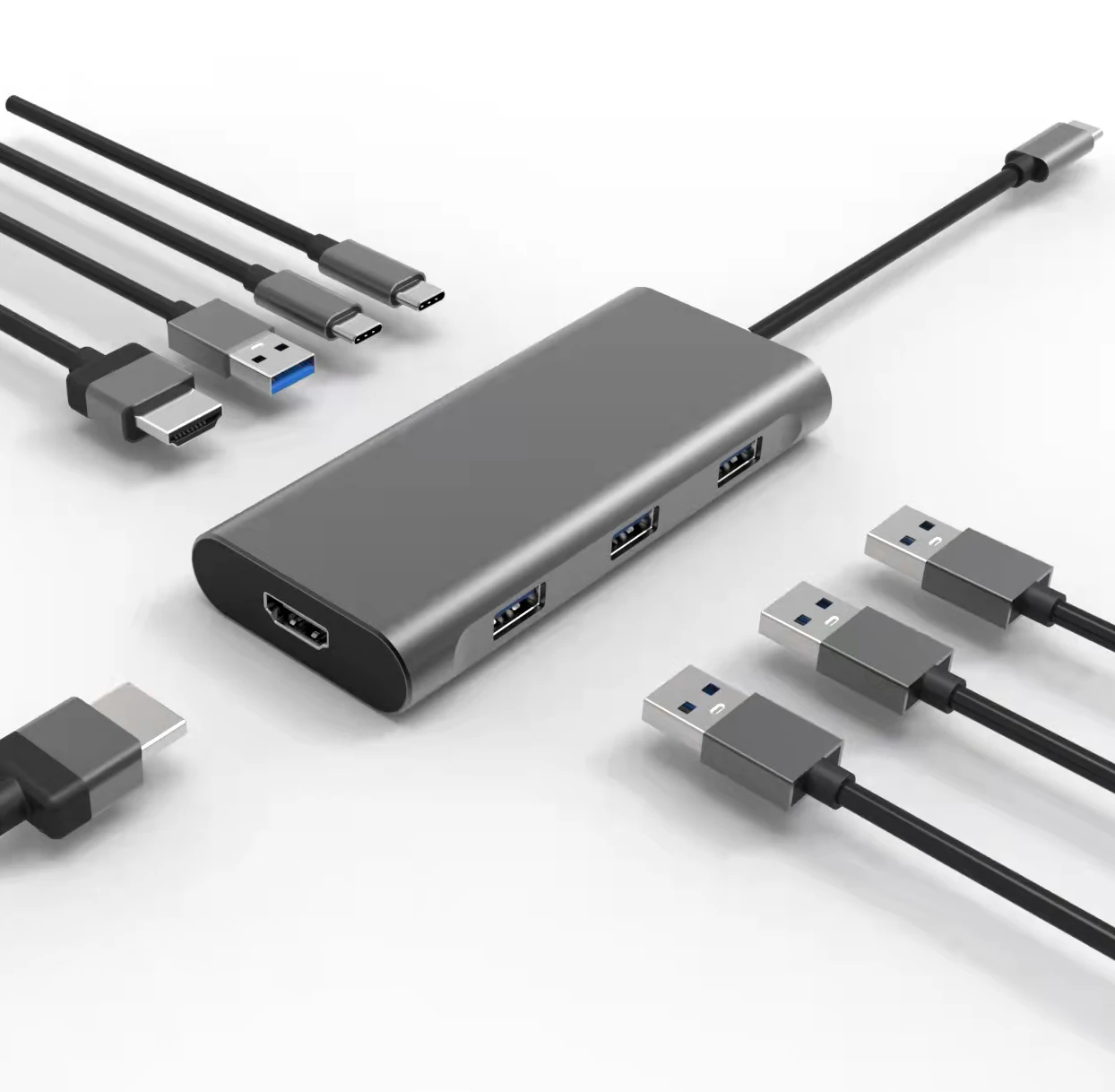 Multifunction 8 in 1 Usb C Adapter for Mobile Laptop Pd 100w Fast Charging  Usb 3.0 Hub