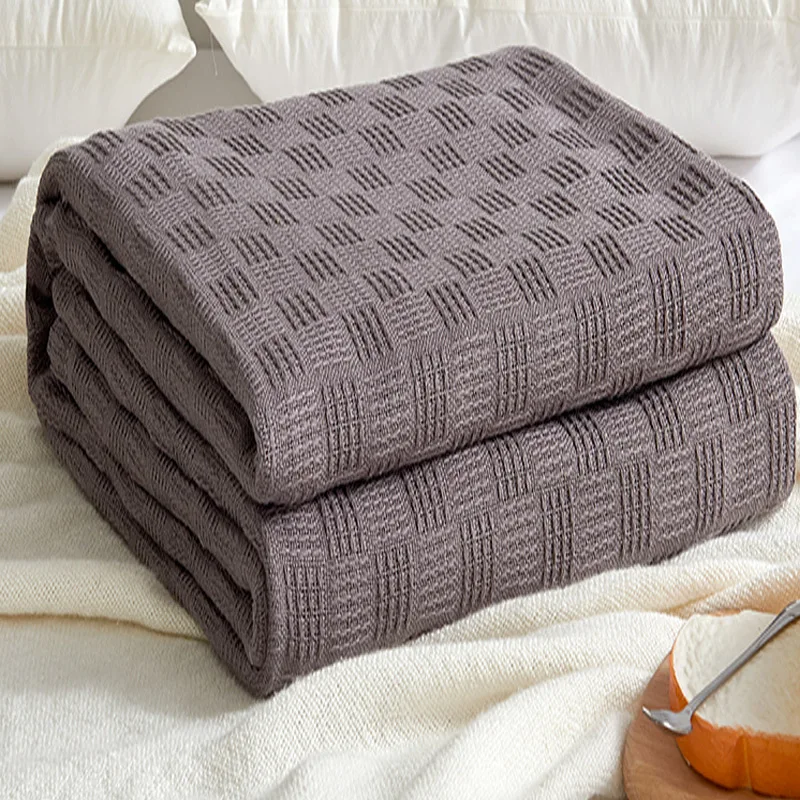 Cotton Gauze Knitted Blanket Towel Houndstooth Double-Layer Nap Double Sofa Air Conditioning Pure