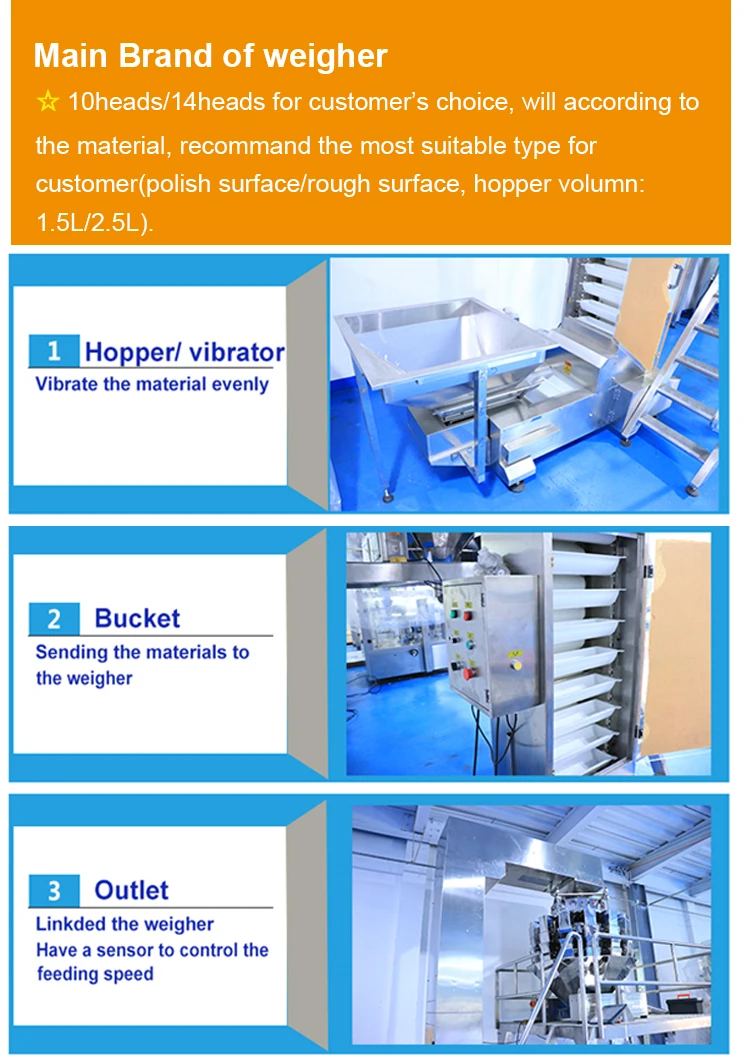 Automatic 10 /14 head weighing nitrogen puffed food crisps packaging machine banana potato chips packing machine