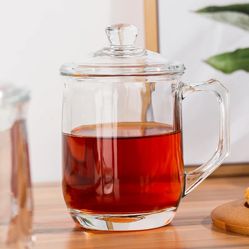 Eco Friendly Products 2024 Tea Mugs Glassware Water Glass Transparent Water Glass With Lid Handgrip