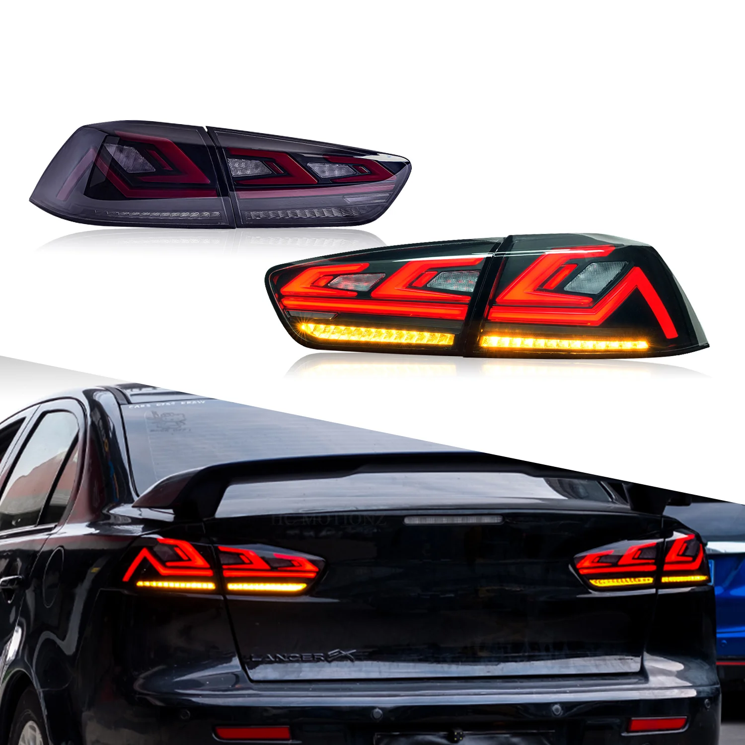 HCMOTIONZ Start UP Animation DRL Lancer EVO 2008-2017  Sequential Signal LED Taillights For Mitsubishi Lancer EX