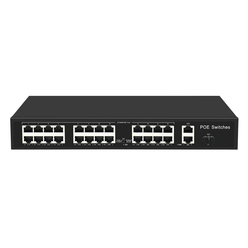  Сетевой коммутатор Realtek 1000 Мбит/с 24 порта Poe Ethernet с 2 гигабитными комбинированными 48 В для IP-камеры
