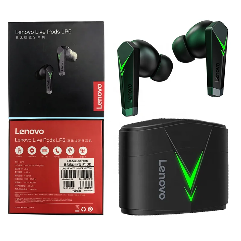 TWS-наушники Lenovo LP6, игровые наушники, беспроводные наушники-вкладыши, гарнитура для телефона, наушники для геймеров