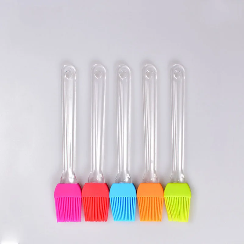 Customized Transparent Straight Handle Medium Sweep Plastic Handle Silicone Brush Detachable Baking Grill Rubber Grease Brush