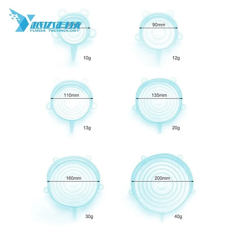 
6 Reusable Silicone Stretch Lids Keep Food Fresh 6Pcs Set Food Silicone Lid Cap 
