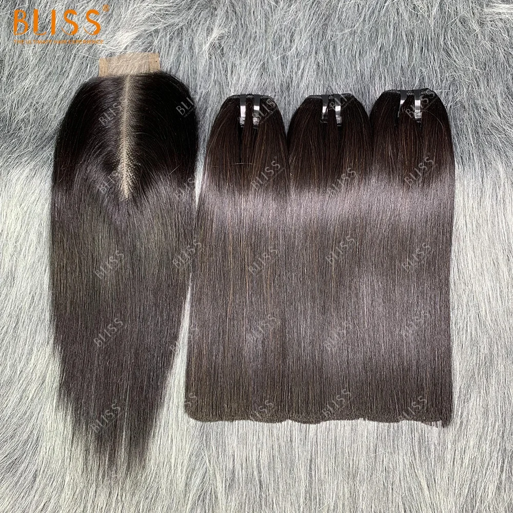 Bliss 3+1 with 2*6 Kim K lace closure human bone straight bundles with closure packaging deal