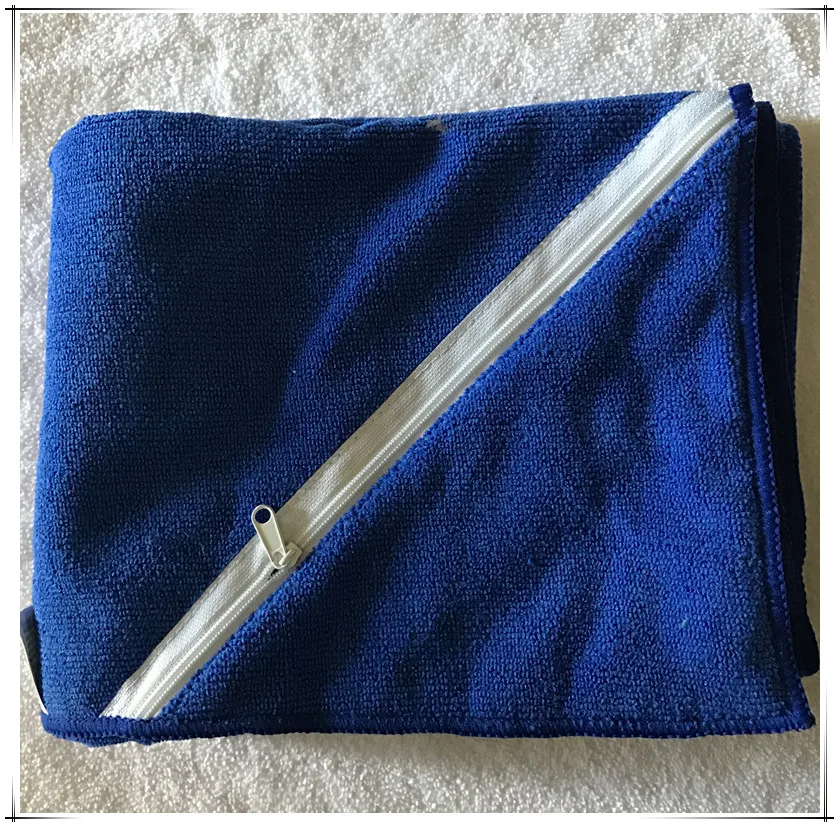 microfiber sports gym towel for workout yoga with zip pocket