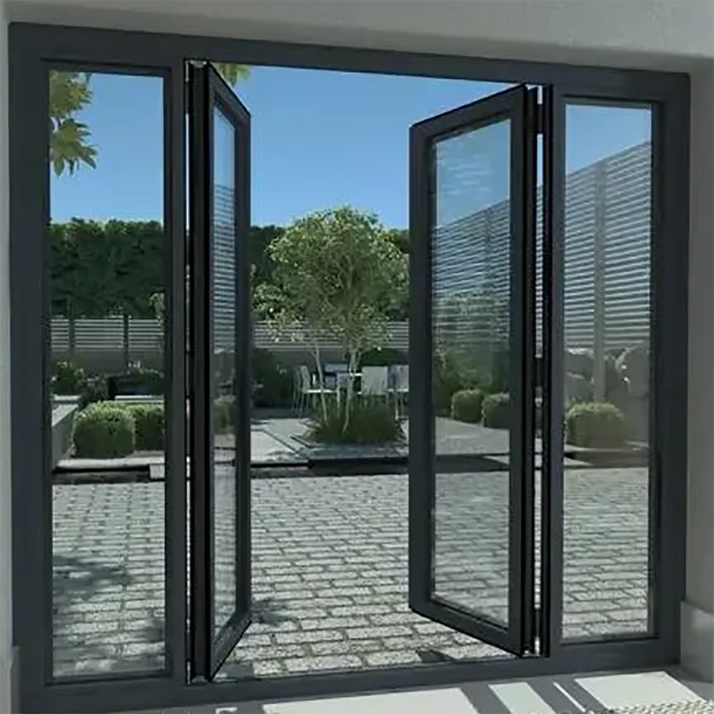 Minetal Aluminium Folding Door Bifold Door Double Glazed Glass Design Folding Door