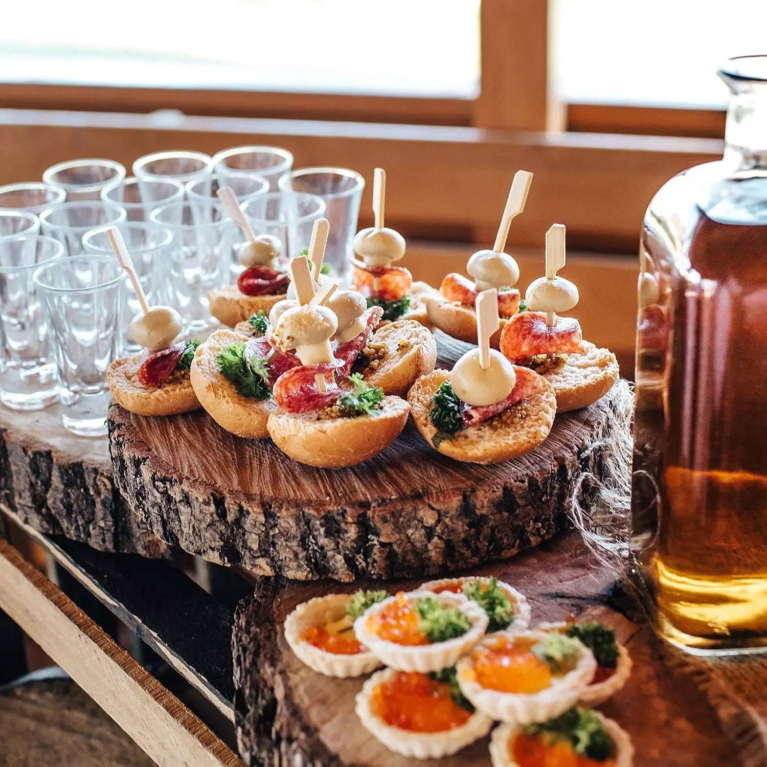 Bamboo Skewers 4.7 Inch Sturdy Flat Appetizer Toothpicks for Fruit Grilling Drink Barbecue Cocktail Kababs Sausage 100PCS