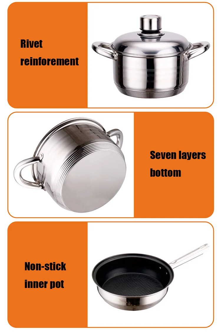 Kitchen pot stainless cooking set professional cooking pans kitchenware induction cooking set