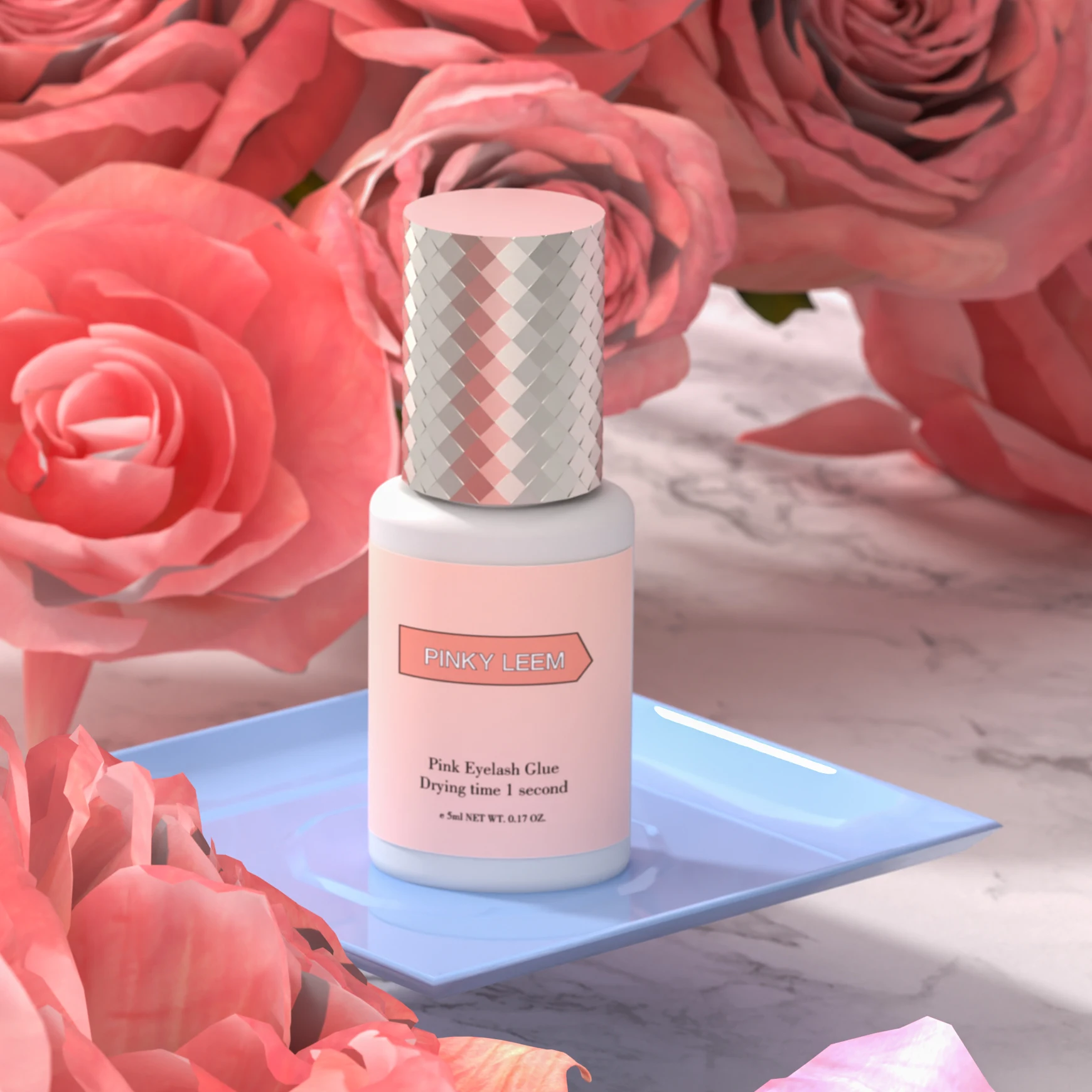 Pinky Leem Waterproof 0.3 0.5 1sec fast 8 weeks lash glue adhesive humidity 25-75 1s Sensitive pink adhesive eye lash am glue