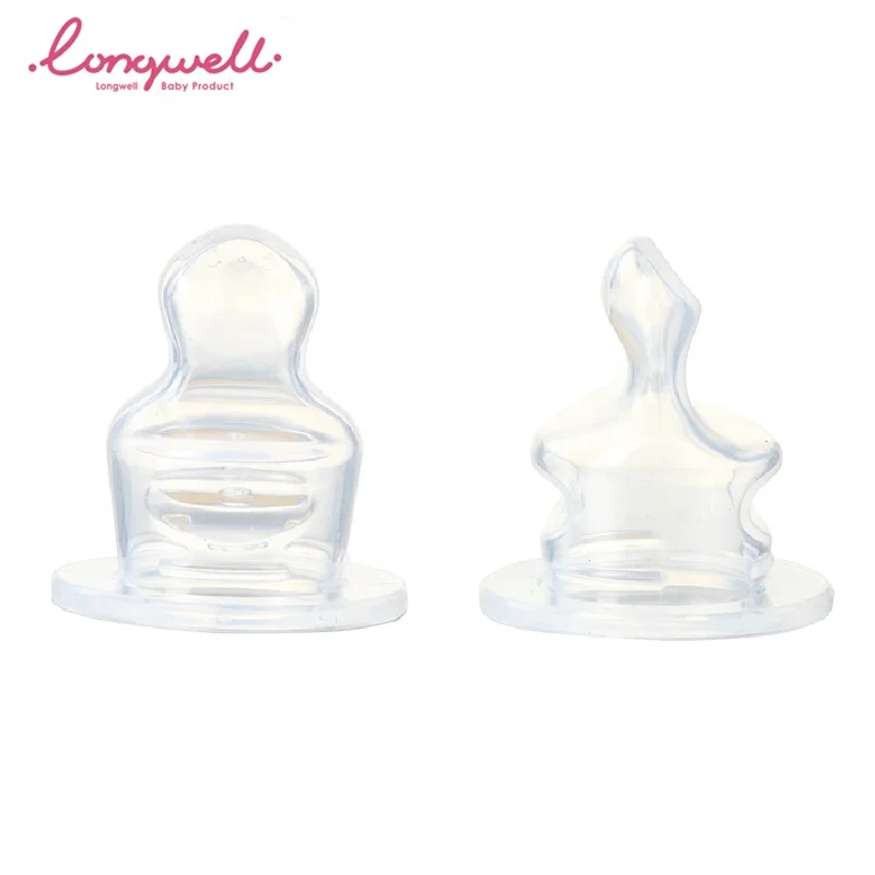 Ningbo Longwell Standard Round Small Slow Flow Feed Glass Bottles BPA Free Natural Teat Custom Liquid Silicone Teat Baby Nipple