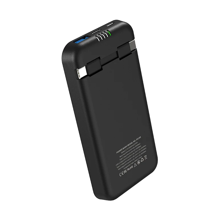 
Portable Power Display Type-C Bidirectional Fast Charger Power Bank with Removable Built-in Charging Cable 