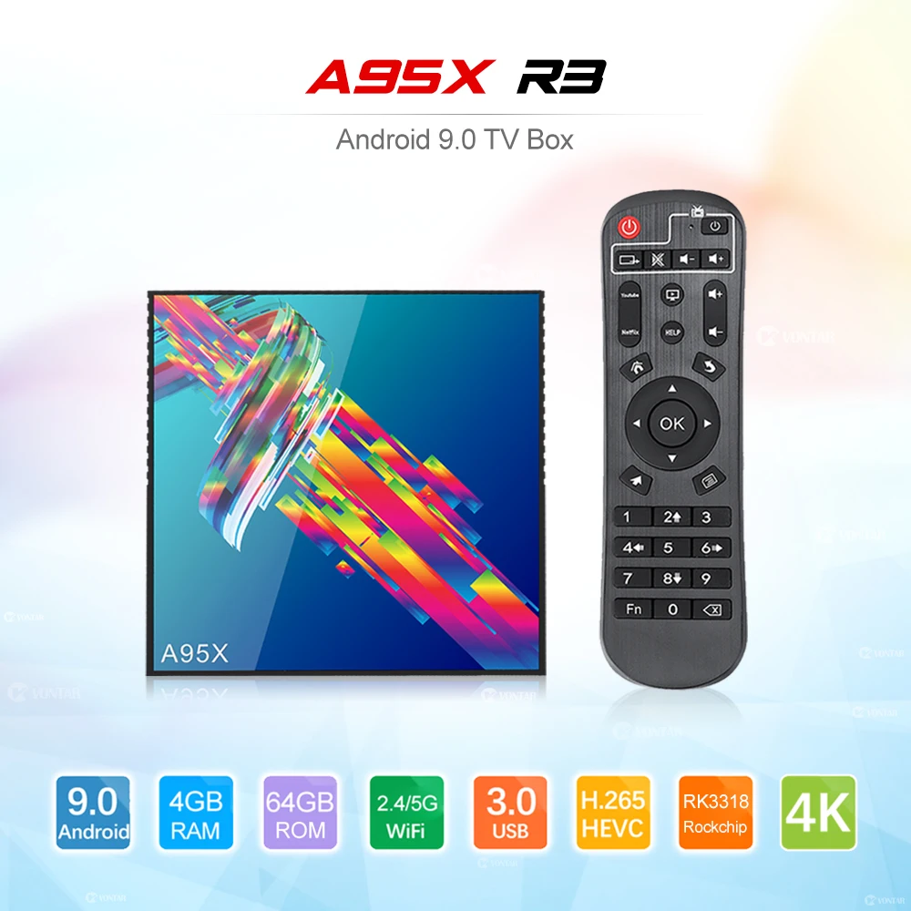 A95X R3 Smart TV Box Android 9.0 4GB RAM 32/64GB ROM Rockchip RK3318 2.4G/5.0G WiFi BT4.0 4K HD Media Player Set Top Box