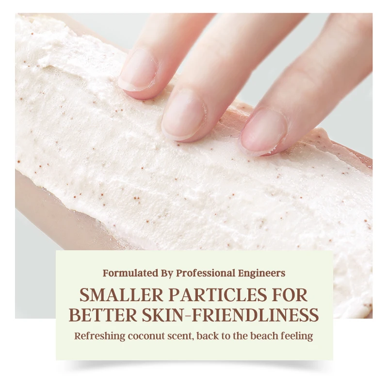 Glycolic acid Body Scrub Private Label Sulfate-free Smoothing Antioxidant and Hyaluronic acid Coconut Exfoliating Body Scrub Jar