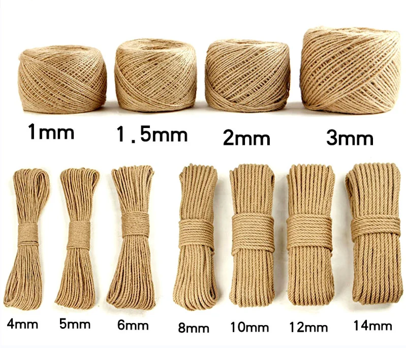 Quality Natural 5-60mm for shoes Factory Bulk 6mm Jute Sisal Natural Hemp Manila  braided jute Rope